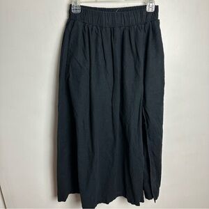 Abercrombie & Fitch high slit linen maxi skirt Women's Small Petite black